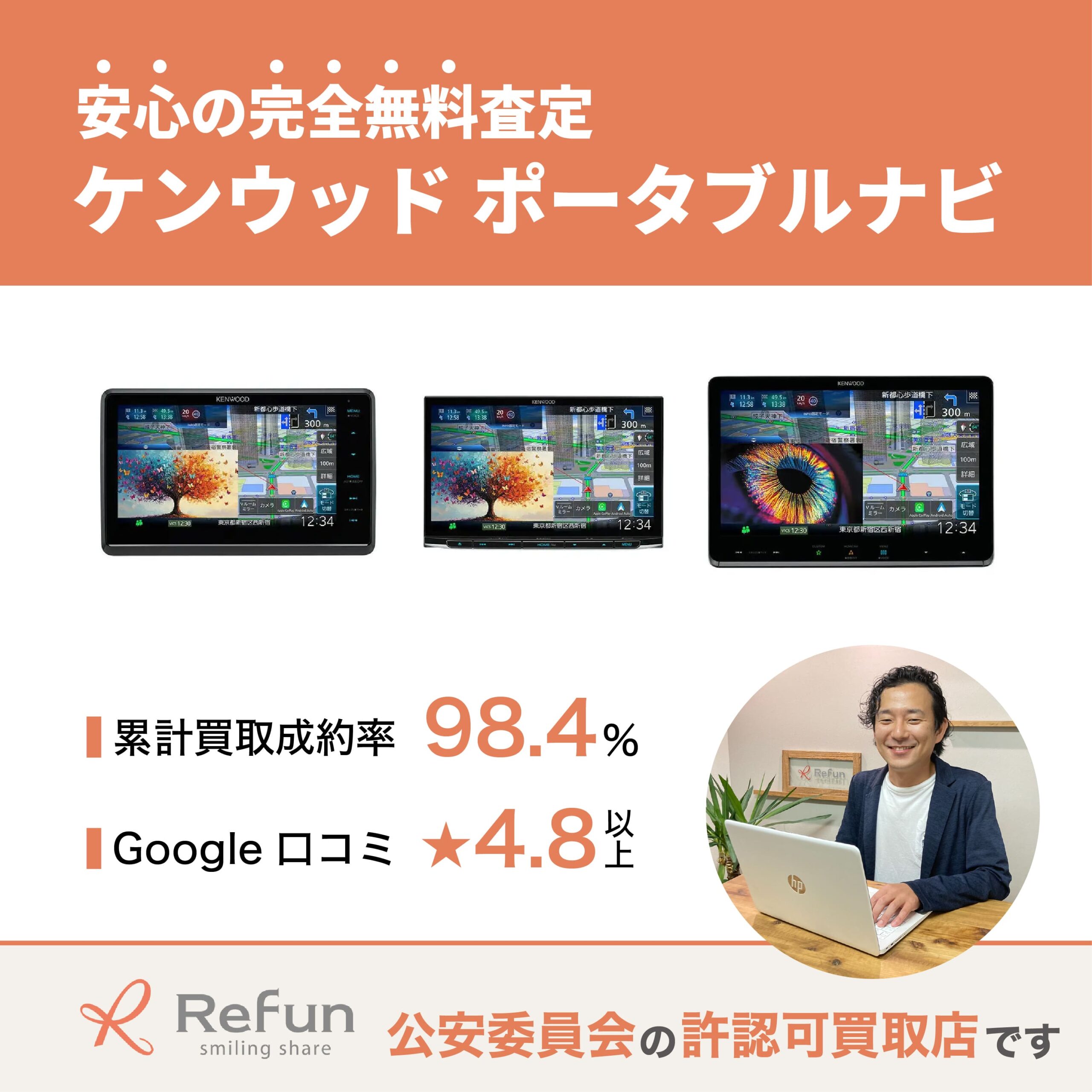 ケンウッド ポータブルナビ 買取価格表｜売るなら【リファン】
